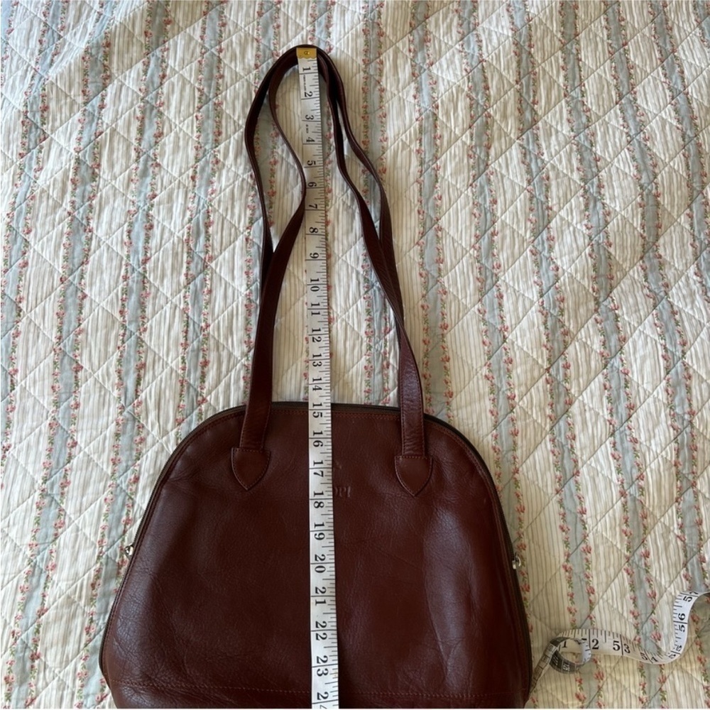 Vintage JOOP Brown Leather Shoulder Bag Full Zip Silver Hardware - Picture 11 of 15
